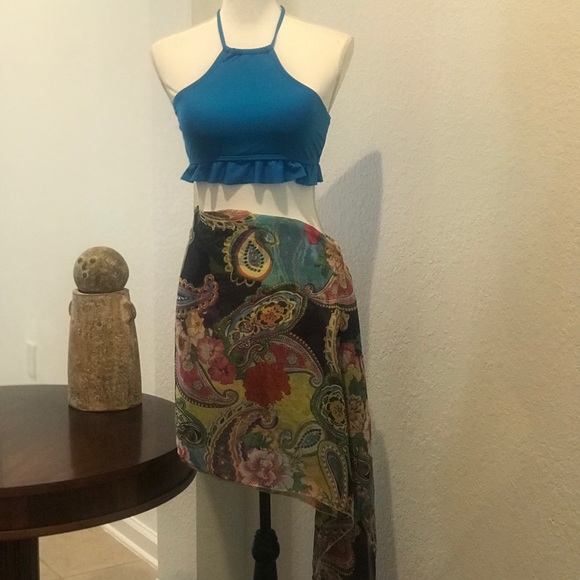 3/$15 Gianni Bini Ocean Blue Swim Halter - Picture 2 of 4